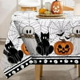 thumbnail image 1 of Halloween Tablecloth Ghost Cat Pumpkin Rectangle Table Cloth Washable Table Cover for Holiday Party Picnic Dinner Home Kitchen Table Decor, 60 x 102 Inch, 1 of 6