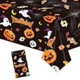 thumbnail image 1 of Halloween Tablecloth,Halloween Decorations, 54x108 Inch Disposable Plastic Table Cover for Rectangle,Pumpkin Spider Ghost Table Cloth for Home Indoor Outdoor Birthday Party Supplies (Black), 1 of 7