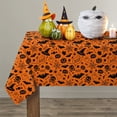 thumbnail image 1 of Halloween Tablecloth, Halloween Table Cloth with Pumpkin Spider Web Bat Tablecloth, Waterproof Wrinkle Free Rectangle Tablecloth Polyester Fabric Table Cover for Halloween Party Decoration, Black, 1 of 5