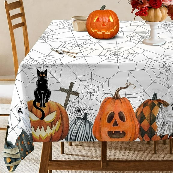 Halloween Tablecloth, Halloween Table Cloth Rectangle 60x84 inch, Jack Fabric Kitchen Table Decorations for Dinner,Parties