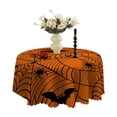 thumbnail image 1 of Halloween Tablecloth, Orange and Black Pumpkin Table Cloth for Party Decoration, Round 47.2 Inch, Bat Scary Themed Tablecloths, Waterproof Spill Proof Table Cover for Dinner Kitchen, 1 of 6