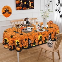 Halloween Tablecloth Oval 60 x 102 Inch, Oval Halloween Table Cloth, Spiderweb Tablecloths Oval, Halloween Oval Table Cover for Party Dinner Decor