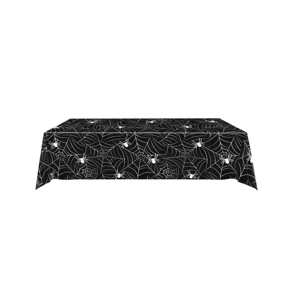 Halloween Tablecloth Printed Waterproof Spiderweb Table Cover, Stain Resistant Tabletop Accessory, Spooky Atmosphere Decor for Holiday Banquets and Gatherings