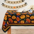 thumbnail image 1 of Halloween Tablecloth, Pumpkin Bat Spider and Candy Table Cloth, Microfiber Fabric Waterproof Tablecloths, Spillproof Table Cover for Dinner Party Decoration, Rectangle 60 x 120 Inch, Orange and Black, 1 of 5
