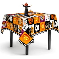 Halloween Tablecloth Pumpkin Ghost Spooky Table Cloth, Plaid Halloween Table Cloth for Home and Kitchen Decoration - 70" X 70" Square