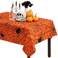 thumbnail image 1 of Halloween Tablecloth Rectangular Orange Spider Web Table Cloths, Spillproof Washable Polyester Tablecover - Perfect for Halloween Party Decorations, 60 x 84 inch, 1 of 5