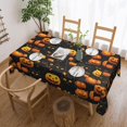 thumbnail image 1 of Halloween Tablecloth Round 60×60 inch, Orange Buffalo Plaid Ghost Pumpkin Washable Table Cover for Home Kitchen Party Dinner Decor, 1 of 6