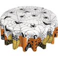 thumbnail image 1 of Halloween Tablecloth Round 60 Inch Black Burnt Orange Gold Pumpkin Spider Spiderweb Holiday Themed Scary Halloween Decorative Table Cloth Farmhouse for Indoor Party Kitchen Dinner Picnic Decor, 1 of 6