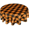 thumbnail image 1 of Halloween Tablecloth Round 60 Inch Black Orange Buffalo Plaid Round Table Cloth Autumn Thanksgiving Plaid Table Cloth Fall Autumn Table Covers for Kitchen Dining Room Holiday Party Picnic Decorations, 1 of 6
