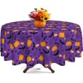 thumbnail image 1 of Halloween Tablecloth Round 60 Inch Boo Purple Table Cover Pumpkin Bat Themed Waterproof Wipeable Table Cloth for Party Picnic Kitchen Home Decoration, 1 of 6