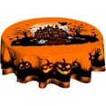 thumbnail image 1 of Halloween Tablecloth Round 60 inch Pumpkin Table Cloths Ghost Table Cloth Castle Witch Circle Tablecloth for Dining Halloween Decorations Scary Night Bat Fall Autumn Buffalo Plaid, 1 of 6