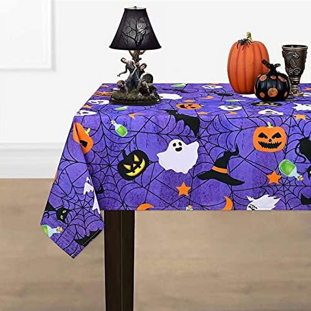 Halloween Tablecloth Spider Web and Pumpkin Table Cloth Bat Cobweb and