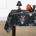 thumbnail image 1 of Halloween Tablecloth, Spider Web and Skull Table Cloth, Cobweb and Rose Tablecloths, Scary Themed Waterproof Spillproof Tablecover for Dinner Party Decoration, Rectangle 60 x 120 Inch, 1 of 6