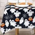thumbnail image 1 of Halloween Tablecloth Spooky Ghost Pumpkin Spider Web Fabric Table Cloth Trick or Treat Table Cover for Picnic Home Kitchen Party Dining Table Decor, 1 of 1