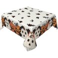 thumbnail image 1 of Halloween Tablecloth Square 60x60 Inch Burnt Orange Cream White Pumpkin Dark Black Rose Floral Holiday Themed Decorative Table Cloth Farmhouse for Indoor Party Kitchen Dinner Picnic Decor, 1 of 5