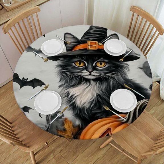 Halloween Tablecloth with Spooky Bats & Haunted - Perfect for Party & Room Decor, Washable Fabric