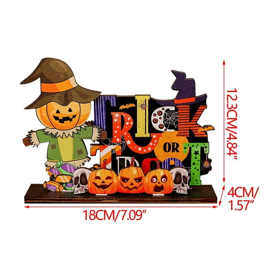 Halloween Tabletop Decoration,Wooden Haunted House with Ghost Pumpkin Man Skeleton and Witch Pieces,Holiday Sign for Indoor Fireplace Desk Kitchen Ornament,Wooden Miniature Scene Ornament Ghost Gift