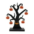 thumbnail image 1 of Halloween Tabletop Tree with Hanging Pumpkin Ornaments, Spooky Black Decorative Centerpiece for Home, Office, Party, 14 Inches, 1 of 5