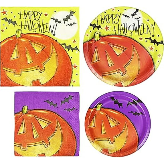 Halloween Tableware Set-158 Total Items Including Large Halloween Party Plates-Small Halloween Party Plates-Small Napkins-Large Napkins!