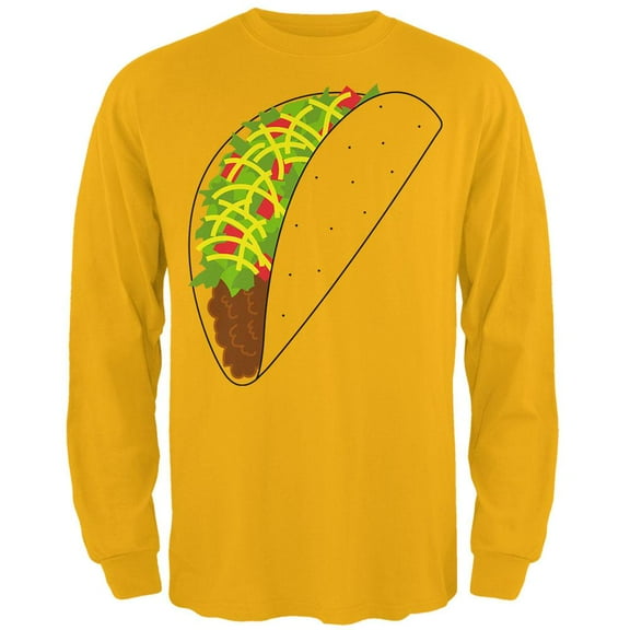 Halloween Taco Food Costume Mens Long Sleeve T Shirt Gold 2XL