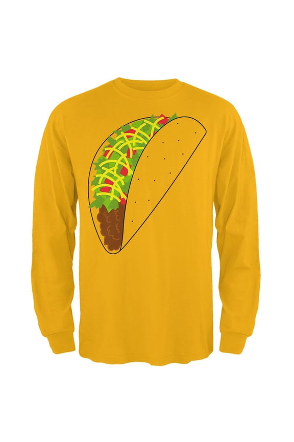 Halloween Taco Food Costume Mens Long Sleeve T Shirt Gold MD