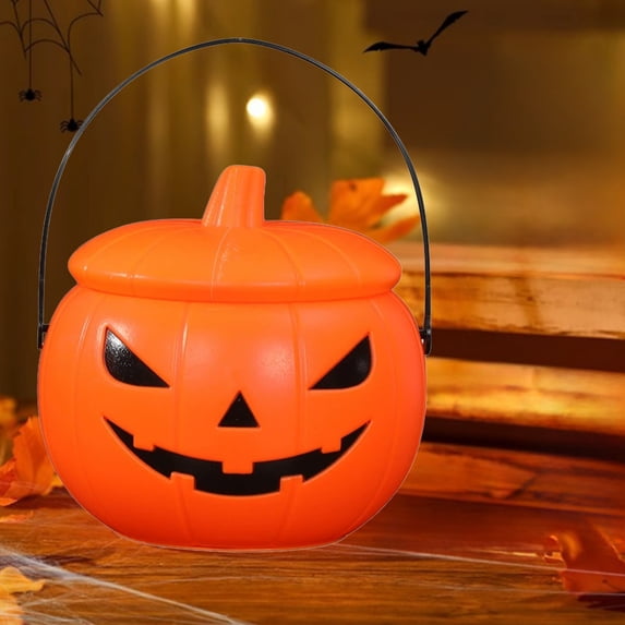 Halloween Talking & Light-Up Pumpkin Candy Bucket - Night Light, Decor, Festive Toy Gift for Trick-or-Treat