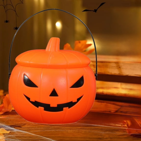 Halloween Talking & Light-Up Pumpkin Candy Bucket - Night Light, Decor, Festive Toy Gift for Trick-or-Treat