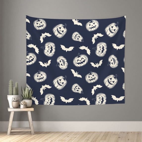 Halloween Tapestry Halloween Decor, halloween pumpkin bats Wall Tapestry Aesthetic, Halloween Decorations Tapestry Wall Hanging for Bedroom, Livingroom - 60x51in