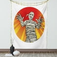 thumbnail image 1 of Halloween Tapestry, Egyptian Mummy Character on Rays and Halftone Dots Retro Pop Art, Wall Hanging for Bedroom Living Room Dorm Decor, 60W X 80L Inches, Vermilion and Grey Yellow, by Ambesonne, 1 of 2