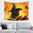 thumbnail image 1 of Halloween Tapestry Wall Hanging, Halloween Blue Witch Hat Black Cat Tapestry for Bedroom Aesthetic, Cute Tapestry Wall Decor, Halloween Decoration for Bedroom, Living Room, Indoor 29x37in, 1 of 7