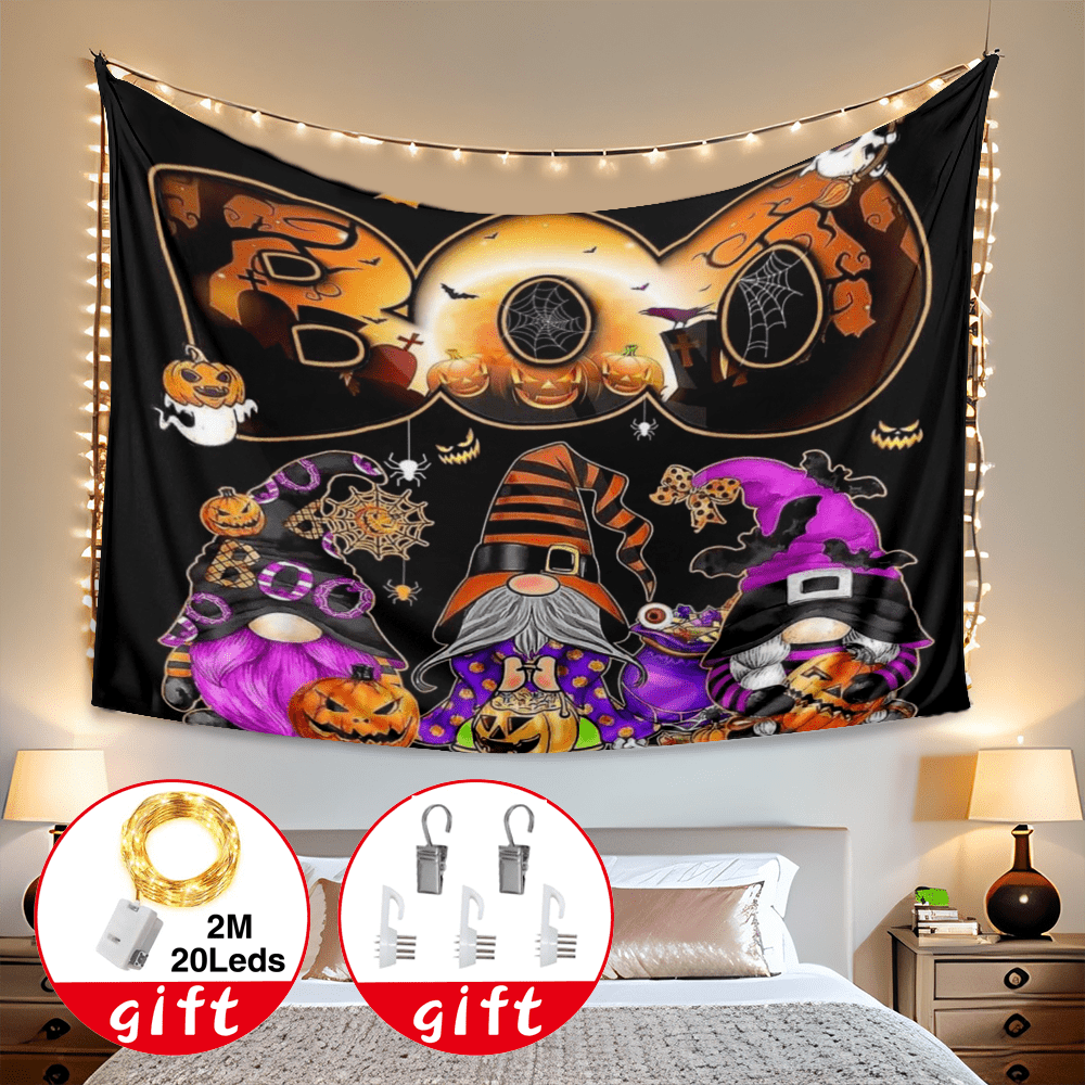 Halloween Tapestry, Wall Hanging Horror Skeleton Cemetery Pumpkin