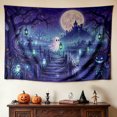 Halloween Tapestry Wall Hanging, Pixel Art Full Moon Forest and ...