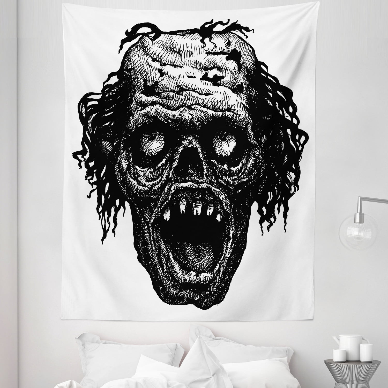 Halloween Tapestry, Zombie Head Evil Dead Man Portrait Fiction Creature  Scary Monster Graphic, Fabric Wall Hanging Decor for Bedroom Living Room  Dorm, 5 Sizes, Black Dark Grey, by Ambesonne - Walmart.com, image size:1500x1500