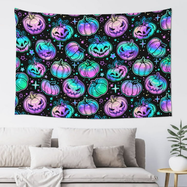 Halloween Tapestry halloween pumpkin colorful pink Tapestry Wall Hanging Wall Tapestry for Bedroom Halloween Decorations Wall Room Decor Aesthetic Tapestries 60x40 Walmart