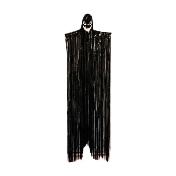 Halloween Tassel Ghost Pendant Plastic Hanging Ornament, Indoor Outdoor Spooky Ghost Decor for Front Door Yard Wall Halloween Party Trick-or-Treat Decorations