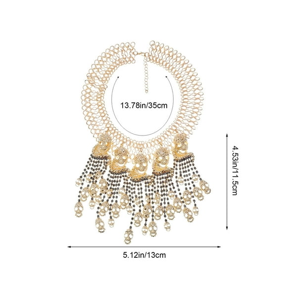 Halloween Tassel Necklace, Halloween Luxury Skulls Statement Necklace for Female Retro Fashion Gifts Accessories for Holiday
