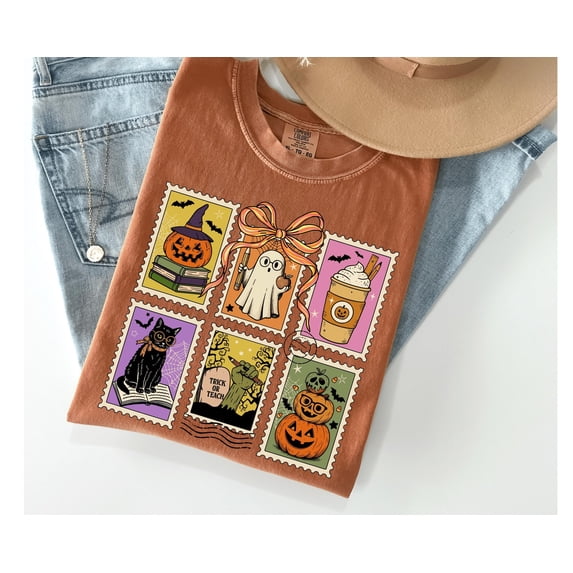 Halloween Teacher Shirt Spooky Stamp Teacher TShirt Gift for Teacher Back to School Fall G