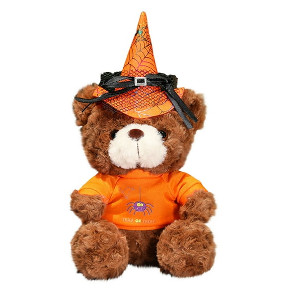 Halloween Teddy Bear Plush Doll with Hat, Cute Bear Stuffed Animal, Halloween Costume Edition, Soft Plush Toy for Kids and Collectors