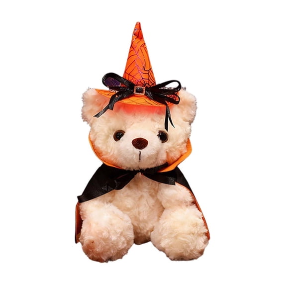 Halloween Teddy Bear with Witch Hat, Whimsical Soft Cotton Filling Plush Bear Toy for Halloween Decorations and Gifts