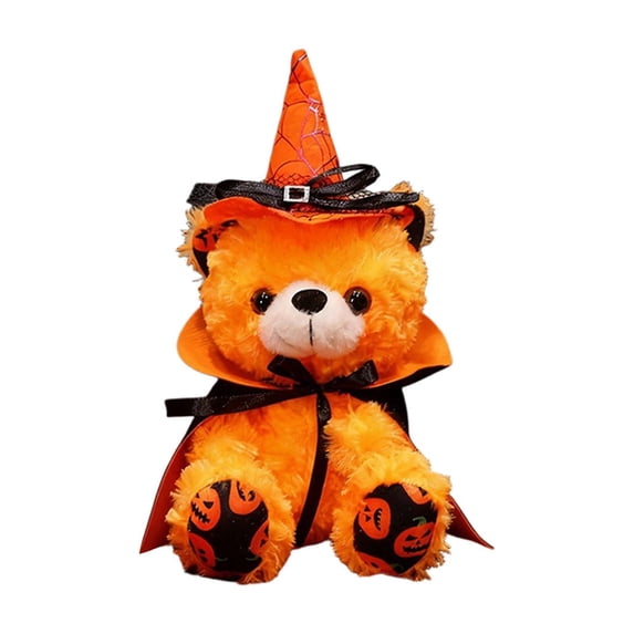Halloween Teddy Bear with Witch Hat, Whimsical Soft Cotton Filling Plush Bear Toy for Halloween Decorations and Gifts