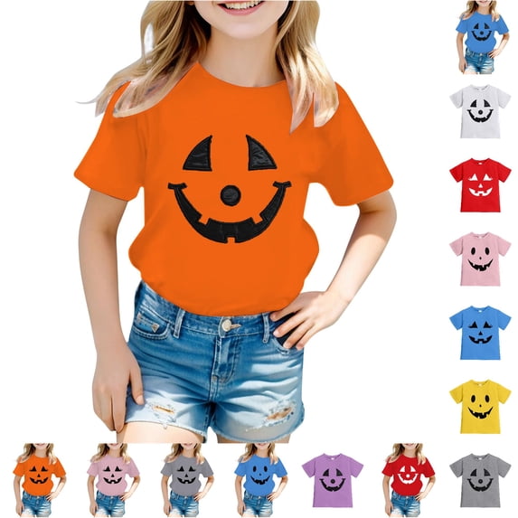 Halloween Tee Shirts for Boys Girls Short Sleeve Graphic Tshirts Toddler Halloween Outfits 1-2 Years
