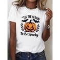 thumbnail image 1 of Halloween Tee Vampire Bat Jack Lantern T Shirt Commuting Graphic Tees Short Sleeve Round Neck White S-5XL, 1 of 4