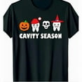 thumbnail image 1 of Halloween Teeth Graphic Tee T Shirt Top Pumpkin Witch Hat Skeleton Design Cotton Crew Neck Black S-5XL, 1 of 5