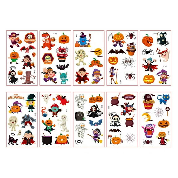 Halloween Temporary Cartoon Stickers for Kids - Boys and Girls Party Supplies with Fun Designs for Festive Activities - B