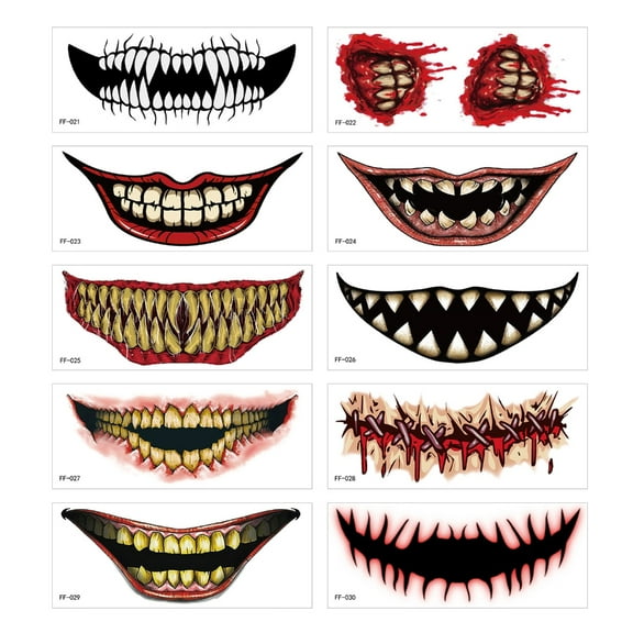 Halloween Temporary Mouth Tattooed Sticker Cosplay Party Masquerade Prank Prop
