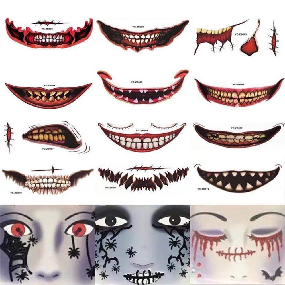 Halloween Temporary Tattoo Halloween Makeup Kit Waterproof Tattoos for