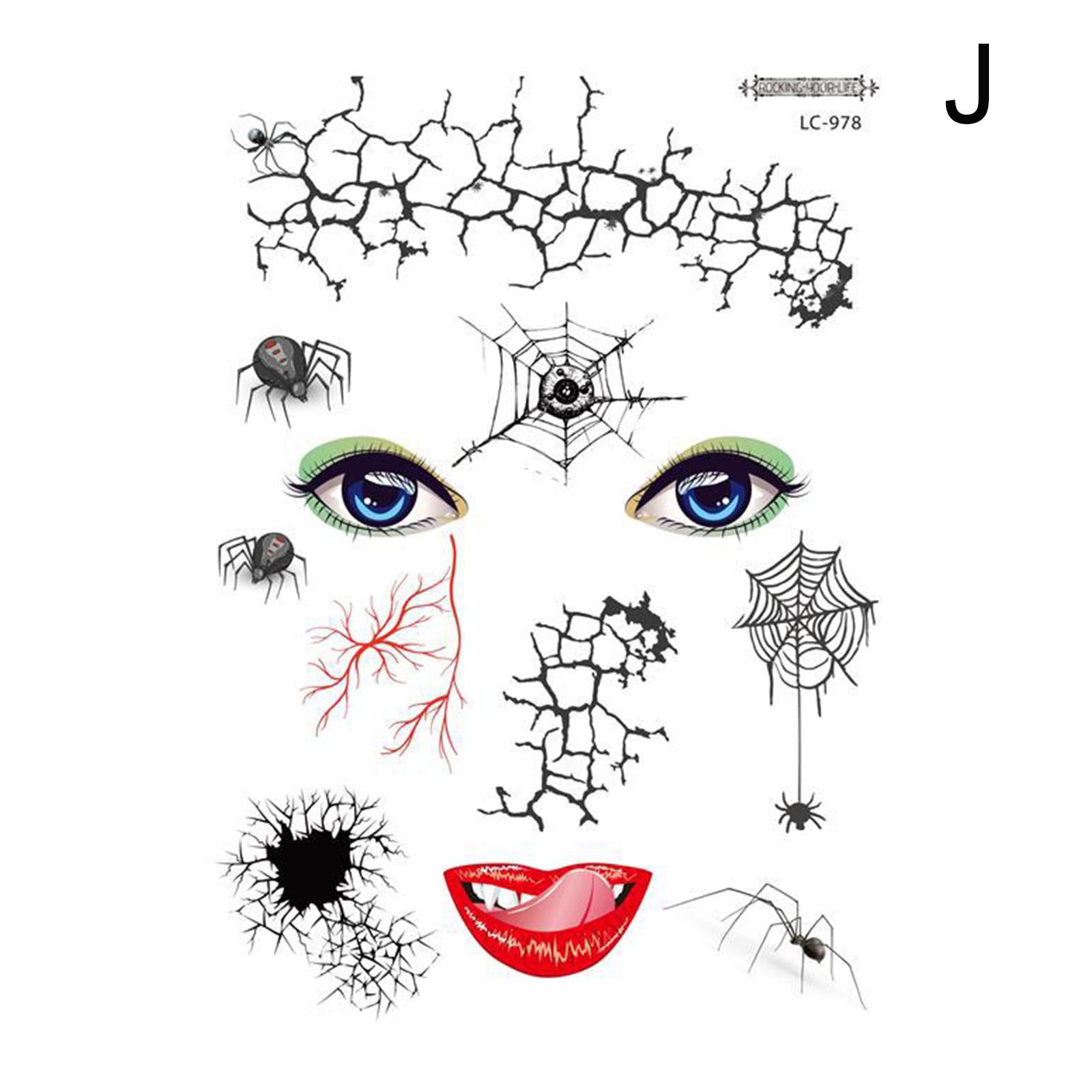 Halloween Temporary Tattoos Face UV Neon Tattoo Body Festival Party DIY