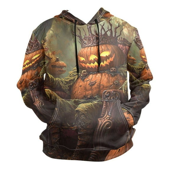 Halloween Terrifying Pumpkin King Men’s Hoodies Sweatshirt Fleece Jackets Long Sleeve Sweatshirts