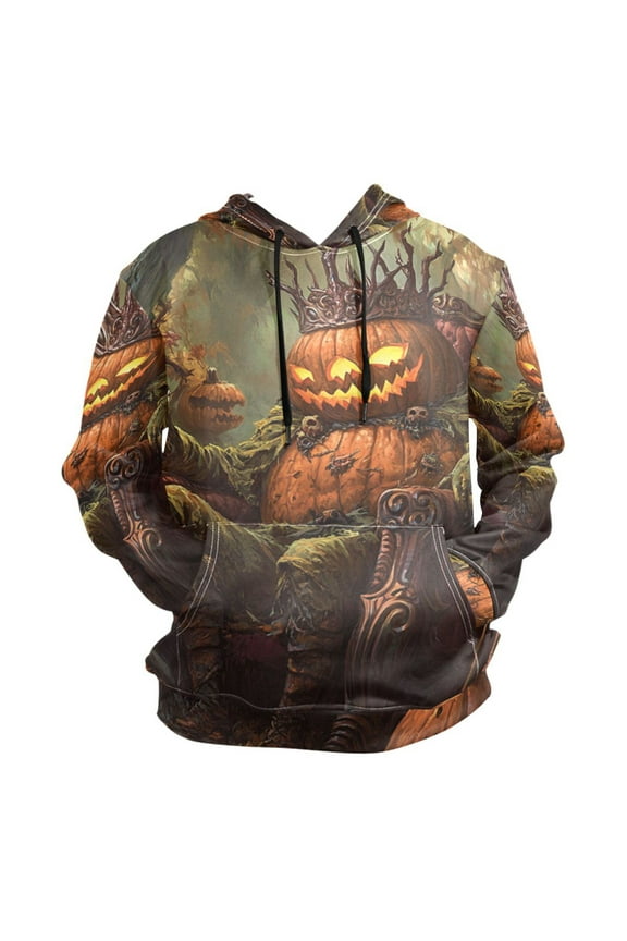 Halloween Terrifying Pumpkin King Men’s Hoodies Sweatshirt Fleece Jackets Long Sleeve Sweatshirts