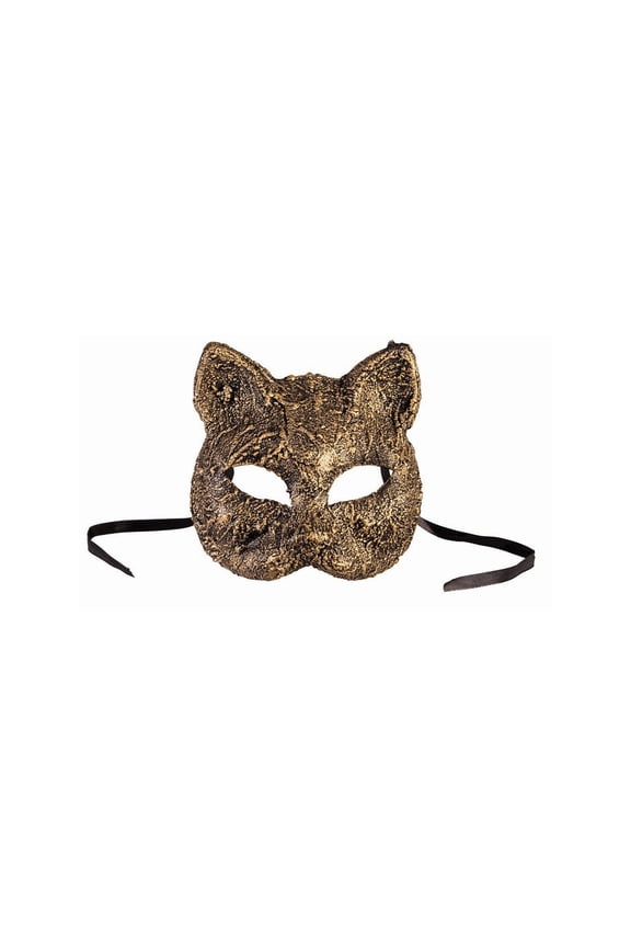 Halloween Textured Cat Mask Gold